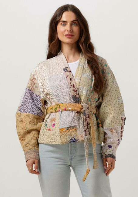 Beige SISSEL EDELBO Kimono AURORA EMBROIDERY PATCHWORK JACKET - large