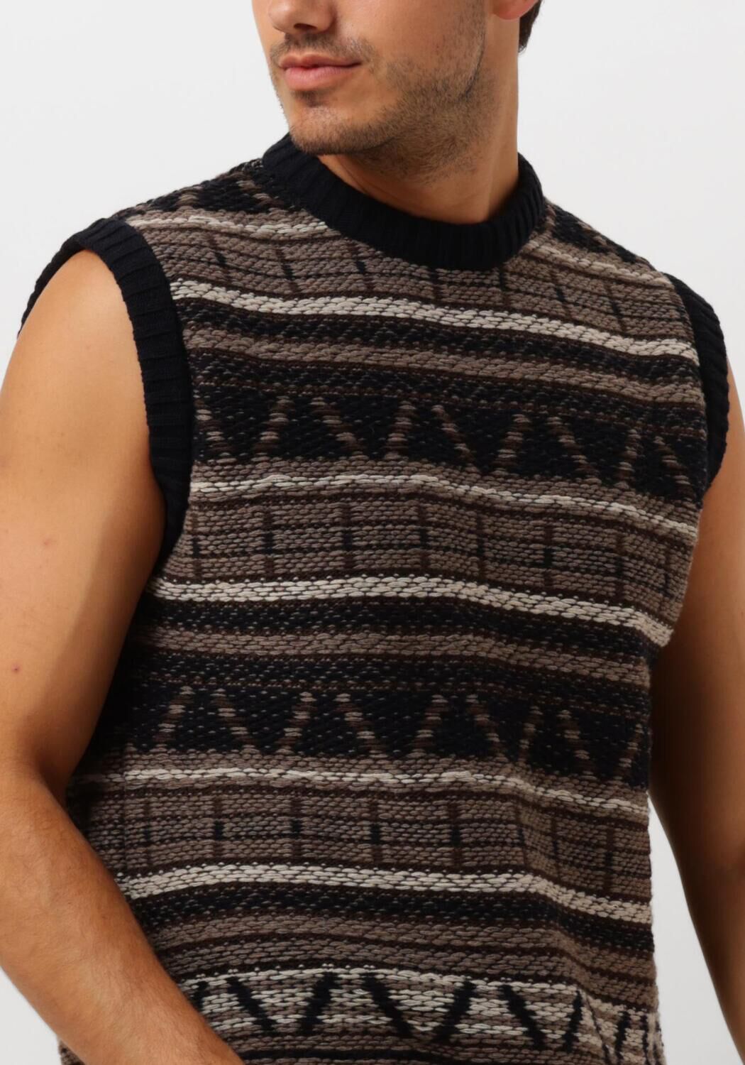 FORÉT Forét Heren Truien & Vesten Cone Jacquard Vest Donkerblauw