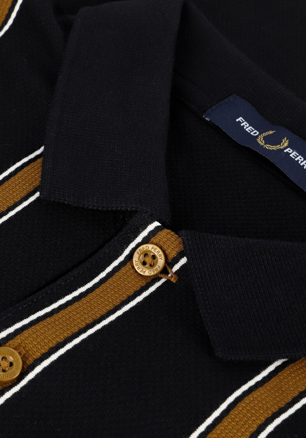 Zwarte FRED PERRY Polo TEXTURED STRIPE POLO SHIRT - large