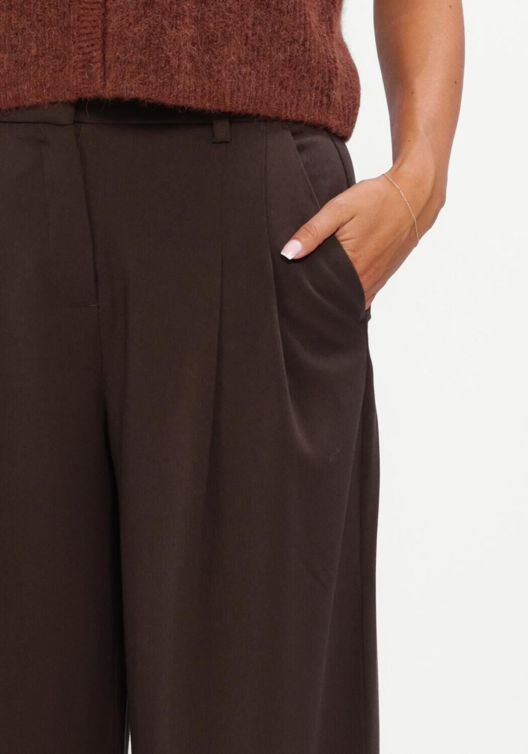 Bruine MSCH COPENHAGEN Wijde broek MSCHHENRIKA HW PANTS - large