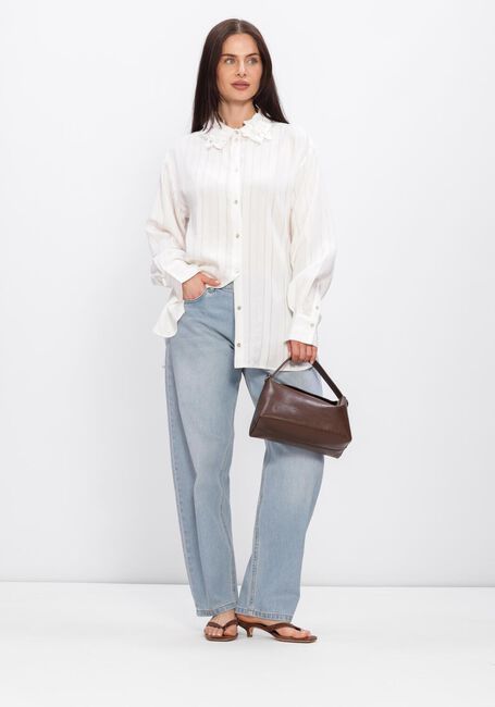 Witte JANSEN AMSTERDAM Blouses RABIA BLOUSE SLG 783 LONG SLEEVE LACE FLOWERS AT COLLAR - large