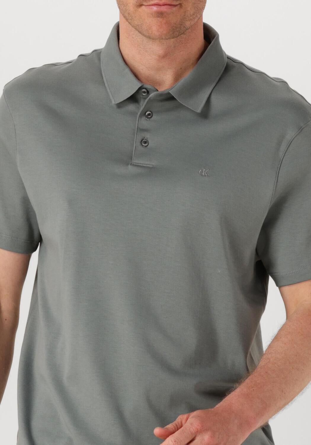 CALVIN KLEIN Heren Polo's & T-shirts Ss Supima Chest Emb Grijs