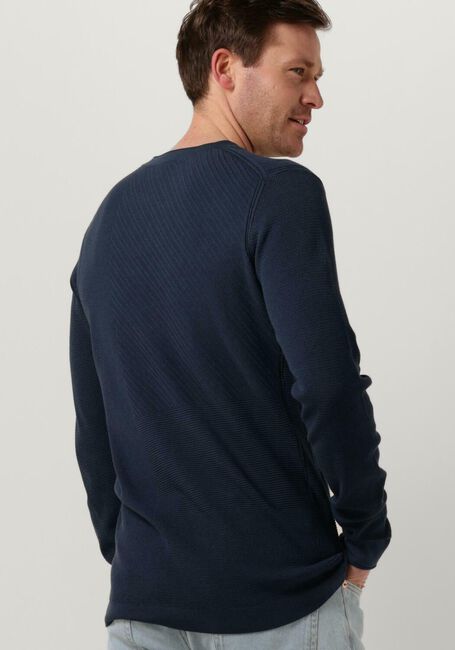 Donkerblauwe CAST IRON Trui CREWNECK COTTON MODAL - large