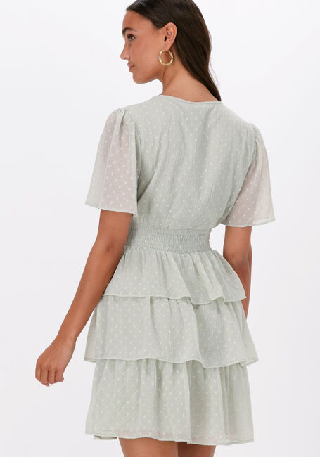 Groene NA-KD Mini jurk DOBBY SMOCKED FLOUNCE DRESS - large