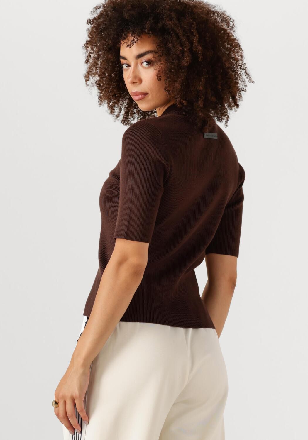 HAUTE L'AMITIÉ Dames Tops & T-shirts Piccolo Ss Polo Rib Knit Bruin