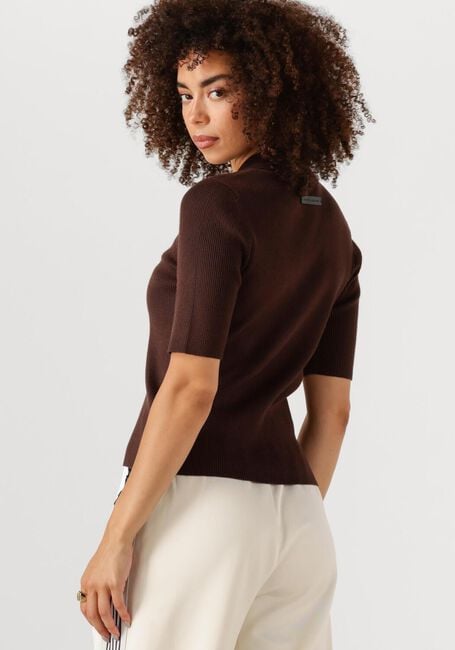 Bruine HAUTE L'AMITIÉ T-shirt PICCOLO SS POLO RIB KNIT - large