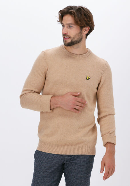 Beige LYLE & SCOTT Trui CREW NECK LAMBSWOOL BLEND JUMP - large