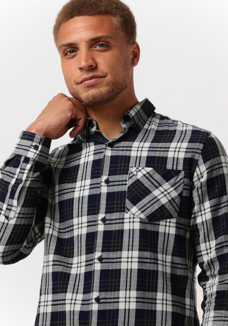 Blauwe BUTCHER OF BLUE Casual overhemd ROBBINS MID CHECK SHIRT - large