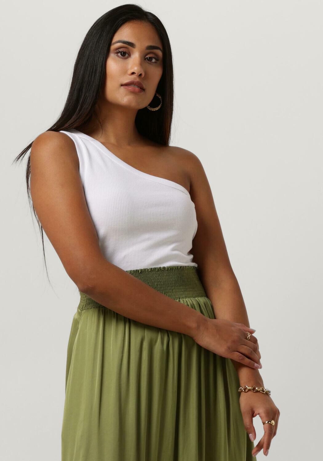 PENN & INK Dames Tops & T-shirts Singlet One Shoulder Ecru