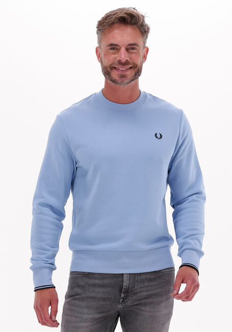 Lichtblauwe FRED PERRY Trui CREW NECK SWEATSHIRT - large