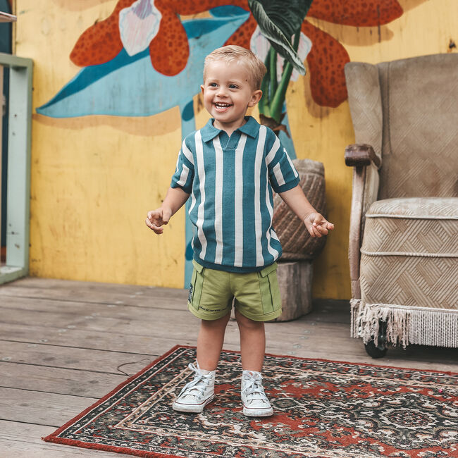 Blauwe YOUR WISHES Polo STRIPE KNIT CASUAL POLO - large