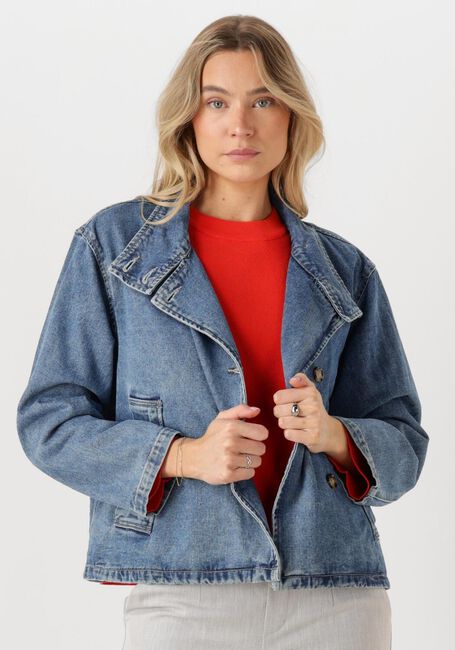 Blauwe OBJECT Spijkerjas OBJTILLA GRO L/S LO DENIM JACKET - large
