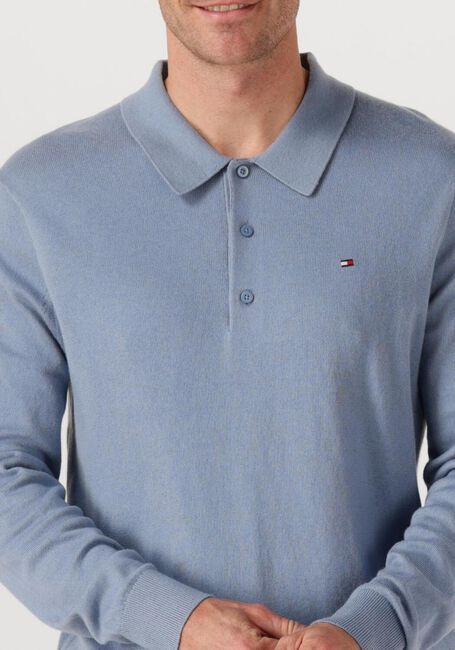 Lichtblauwe TOMMY HILFIGER Trui PIMA ORG CTN CASHMERE LS POLO - large