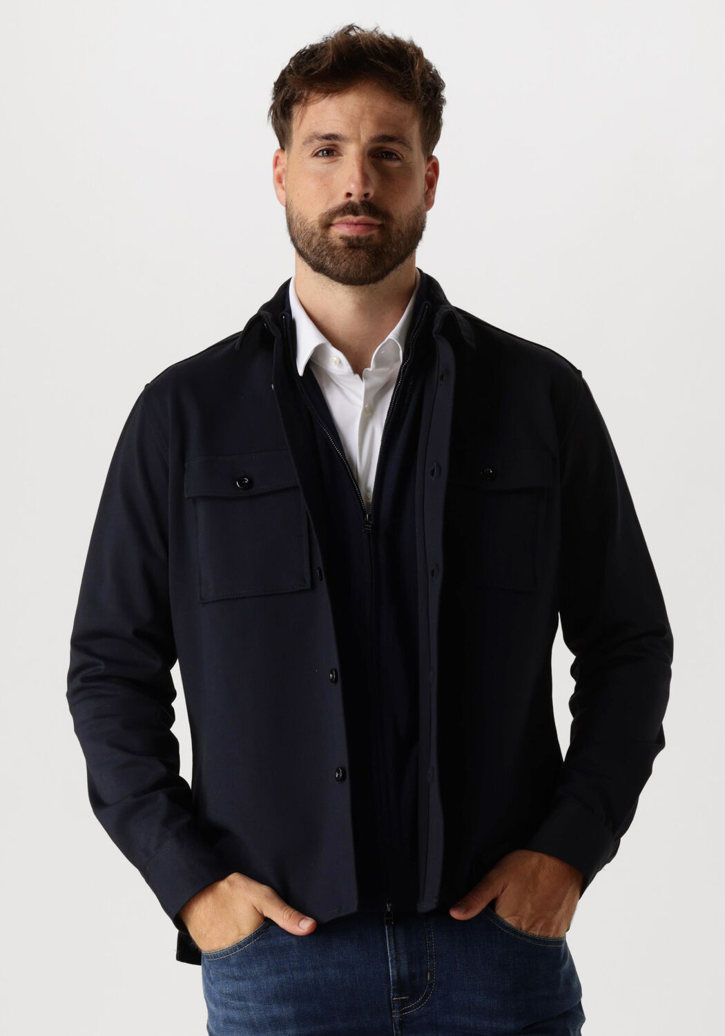 Genti Midtown Overshirts in Donkerblauw Blue Heren
