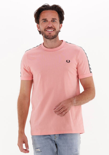 Roze FRED PERRY T-shirt TAPED RINGER T-SHIRT - large