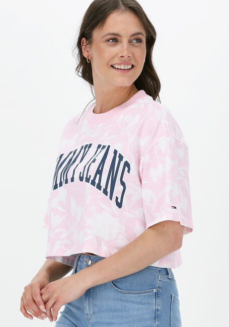 Roze TOMMY JEANS T-shirt TJW AOP COLLEGIATE T - large