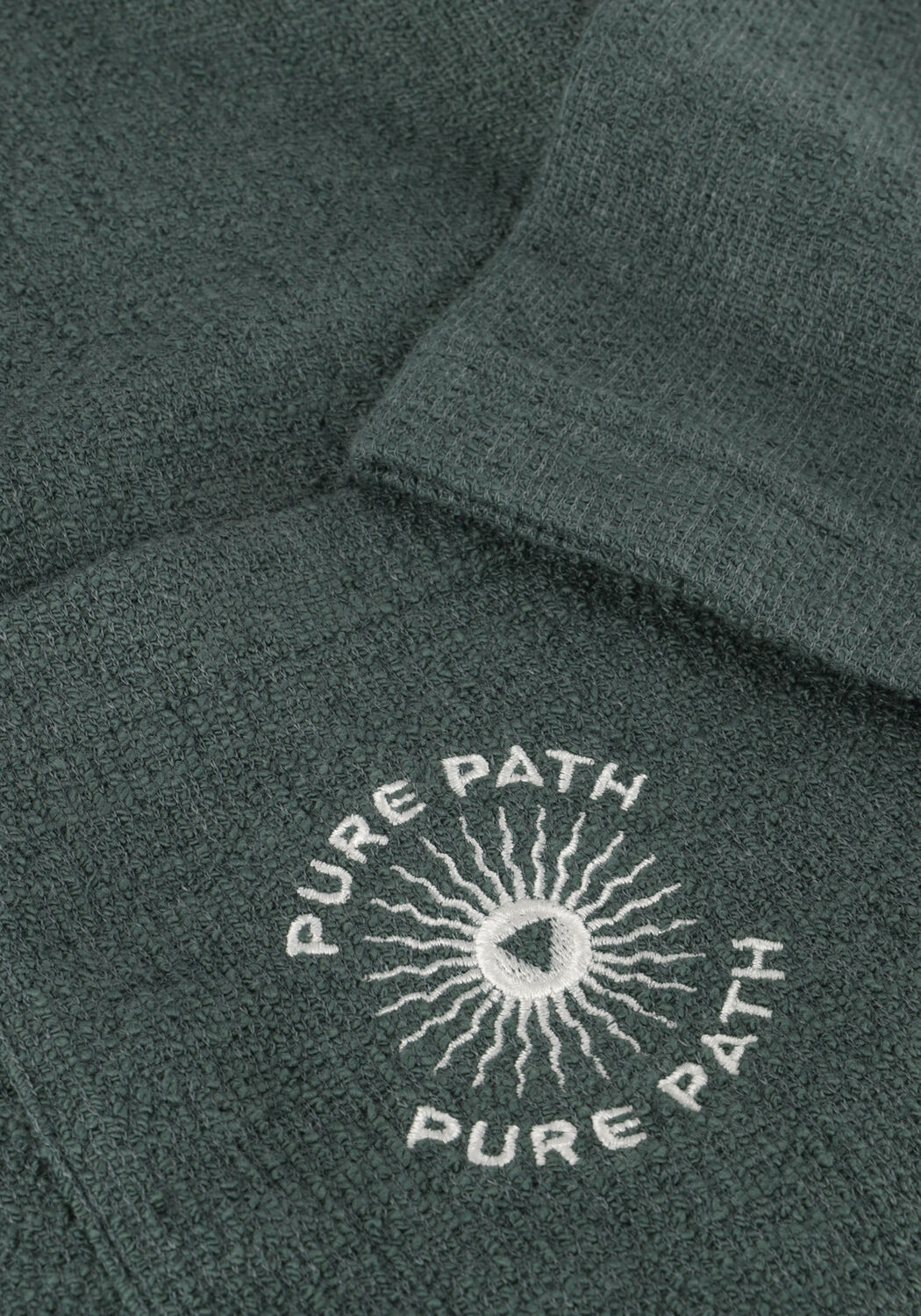 Groene PURE PATH Casual overhemd STRUCTURED SHORTSLEEVE SHIRT WITH CHEST POCKET AND EMBROIDERY - large