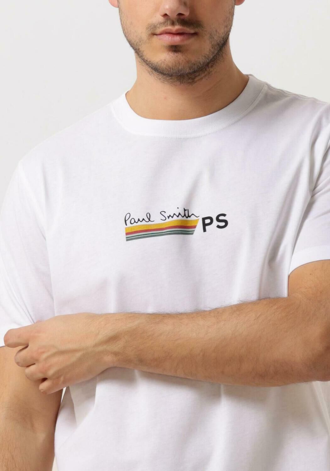 PS PAUL SMITH Heren Polo's & T-shirts Mens Reg Fit T Shirt Stripe Ps Paulsmith Wit