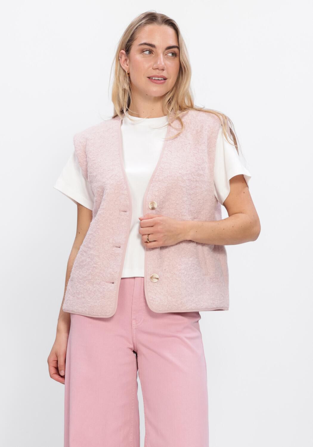 Roze ANOTHER LABEL Top ALBELINE BOUCLE VEST - large
