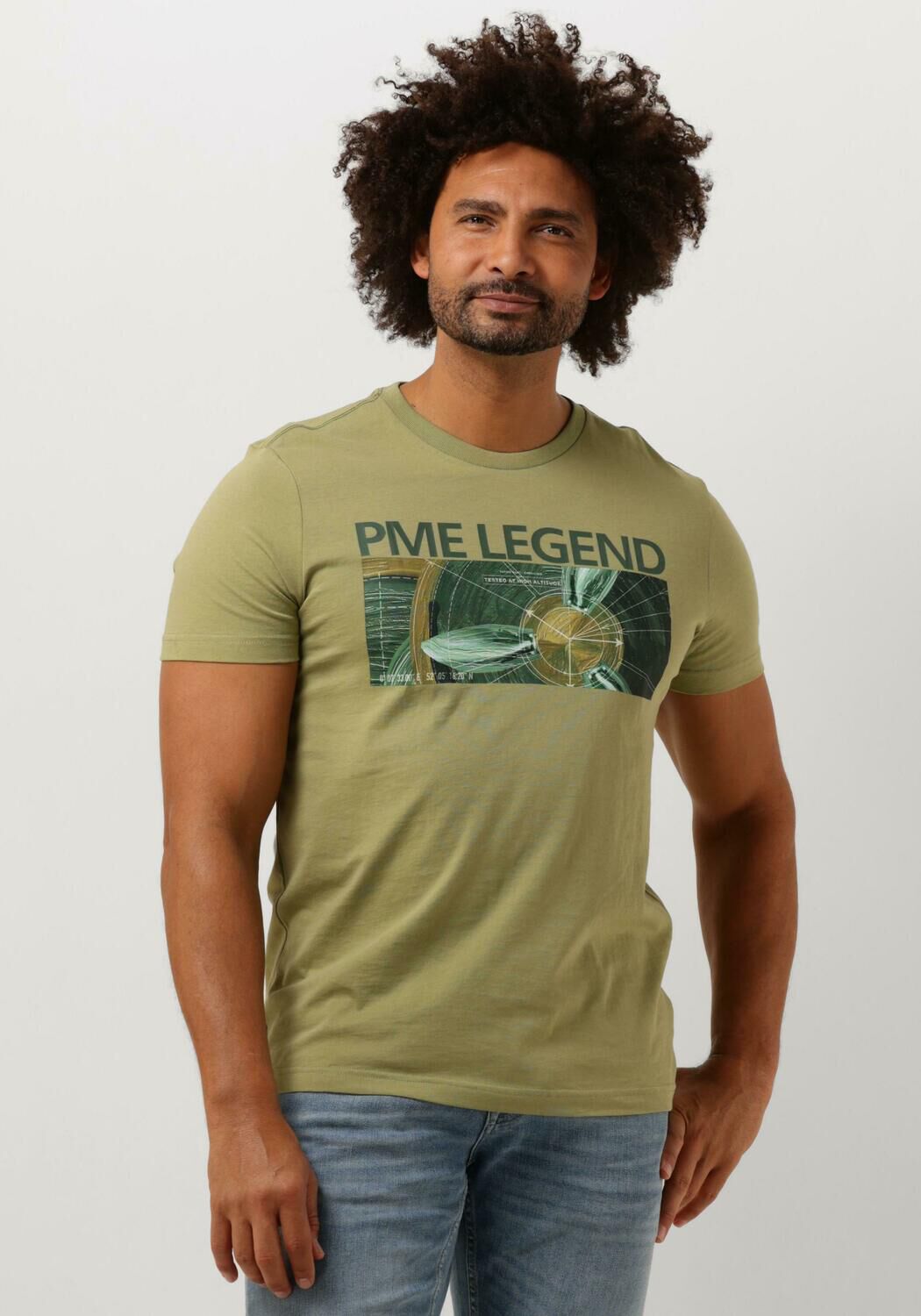 PME LEGEND Heren Polo's & T-shirts Short Sleeve R-neck Single Jersey Digital Print Groen