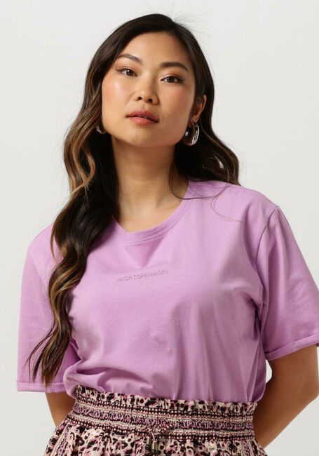 Paarse MSCH COPENHAGEN T-shirt MSCHTERINA ORGANIC SMALL LOGO TEE - large