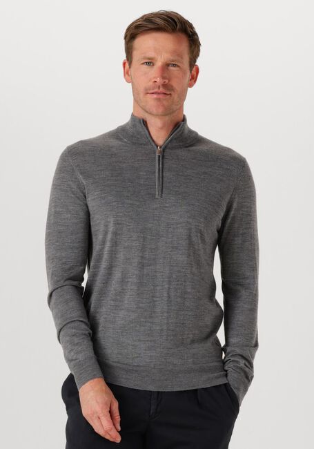 Grijze PROFUOMO Trui PULLOVER HALF ZIP MERINO - large
