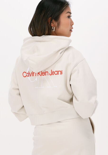 Gebroken wit CALVIN KLEIN Trui TWO TONE MONOGRAM HOODIE - large