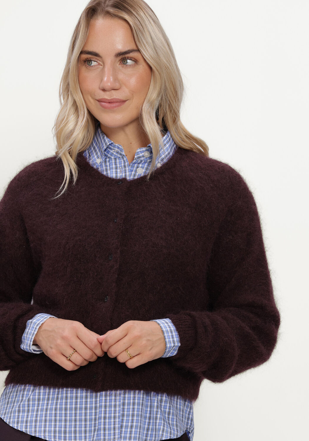 Paarse GESTUZ Truien/vesten GZDEBBIE SHORT CARDIGAN - large
