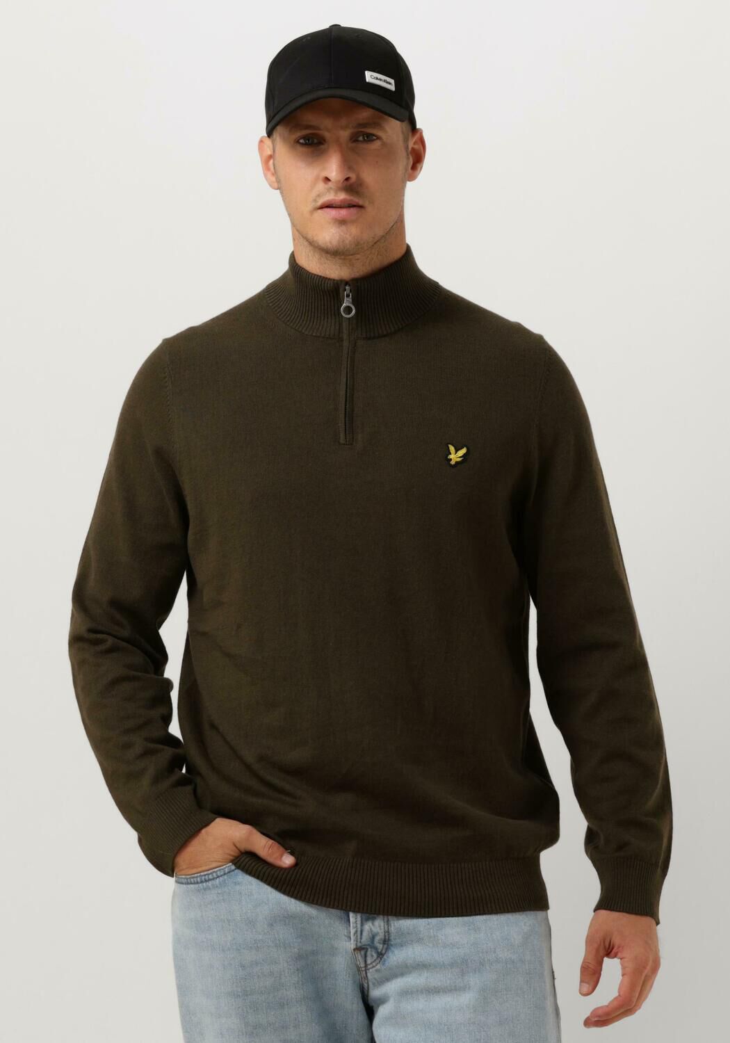 LYLE & SCOTT Heren Truien & Vesten Cotton Merino Quarter Zip Jumper Olijf