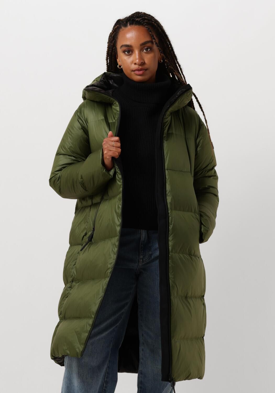 Peuterey Groene Gewatteerde Jas met Capuchon Green Dames