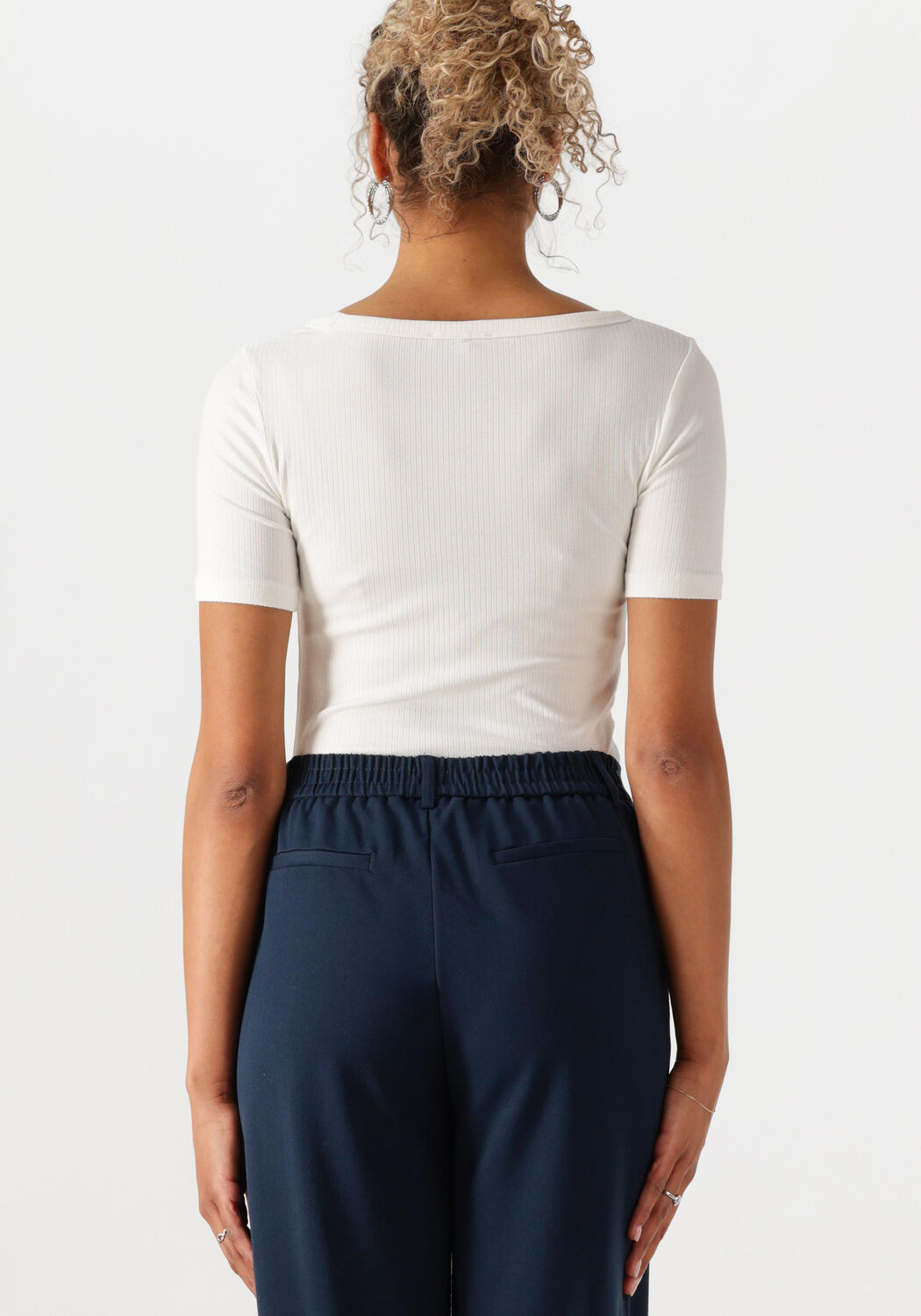 TOMMY HILFIGER Dames Tops & T-shirts Slim 5x2 Rib C-nk Ss Wit