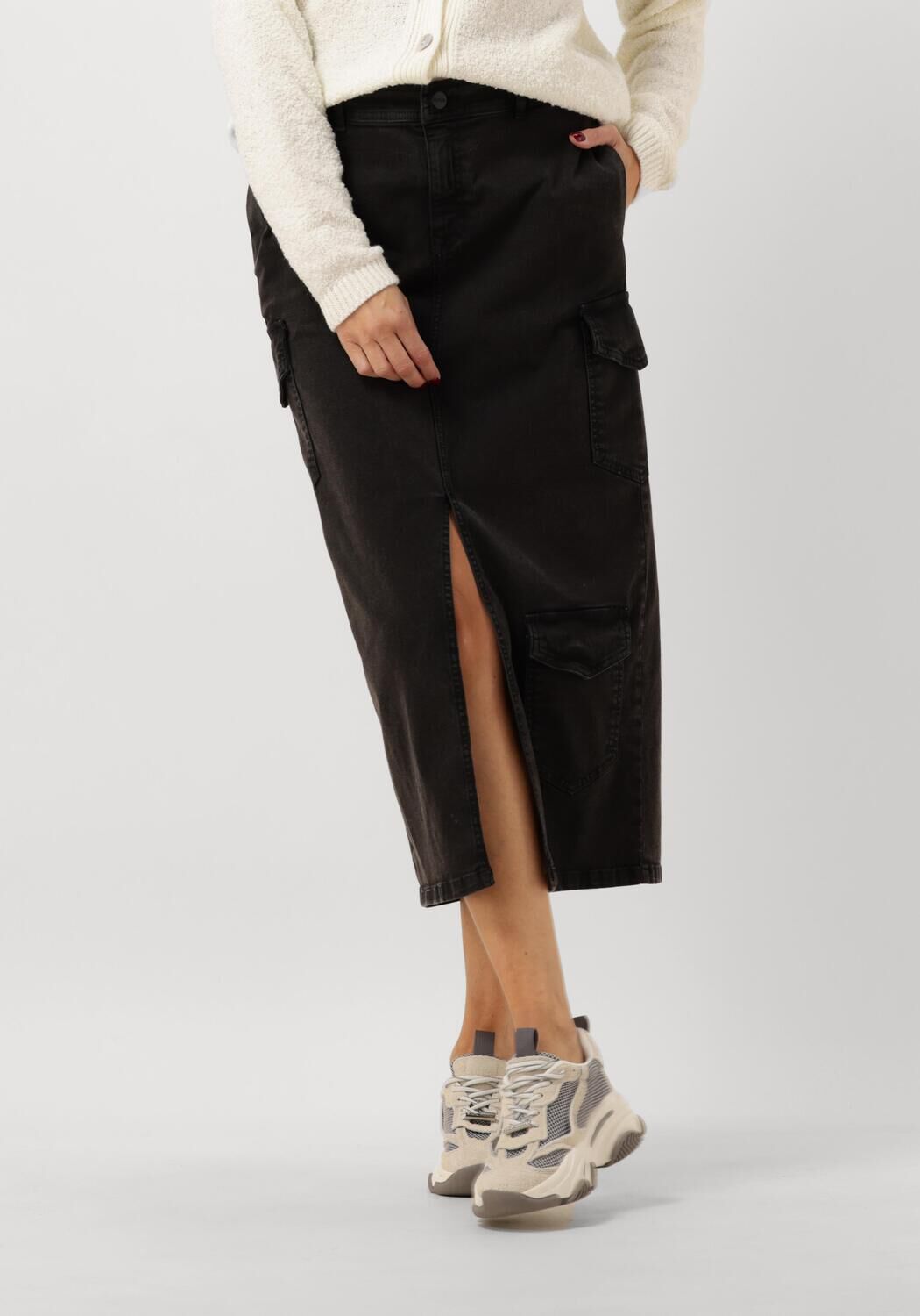Nukus Veelzijdige Zwarte Midi Rok Black Dames