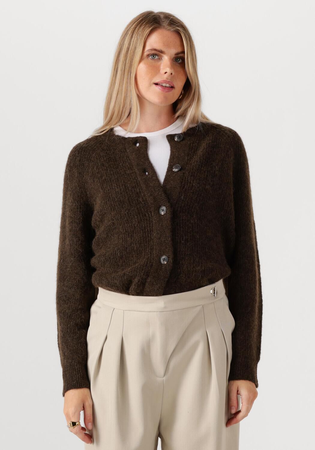 SELECTED FEMME Dames Truien & Vesten Slflulu Ls Knit Short Cardigan Bruin