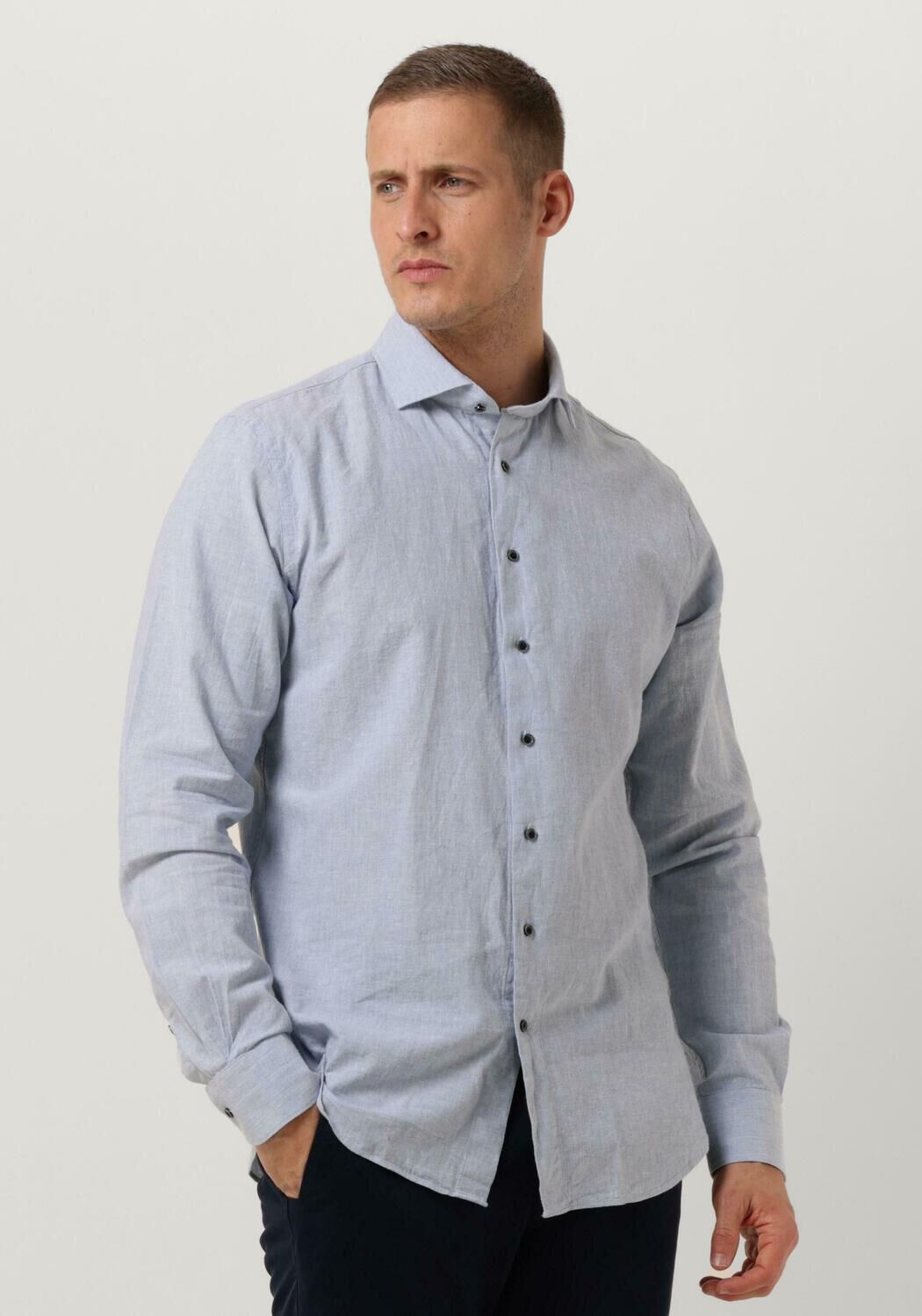 PROFUOMO Heren Overhemden Shirt Cutaway Sc Cotton Linnen Lichtblauw