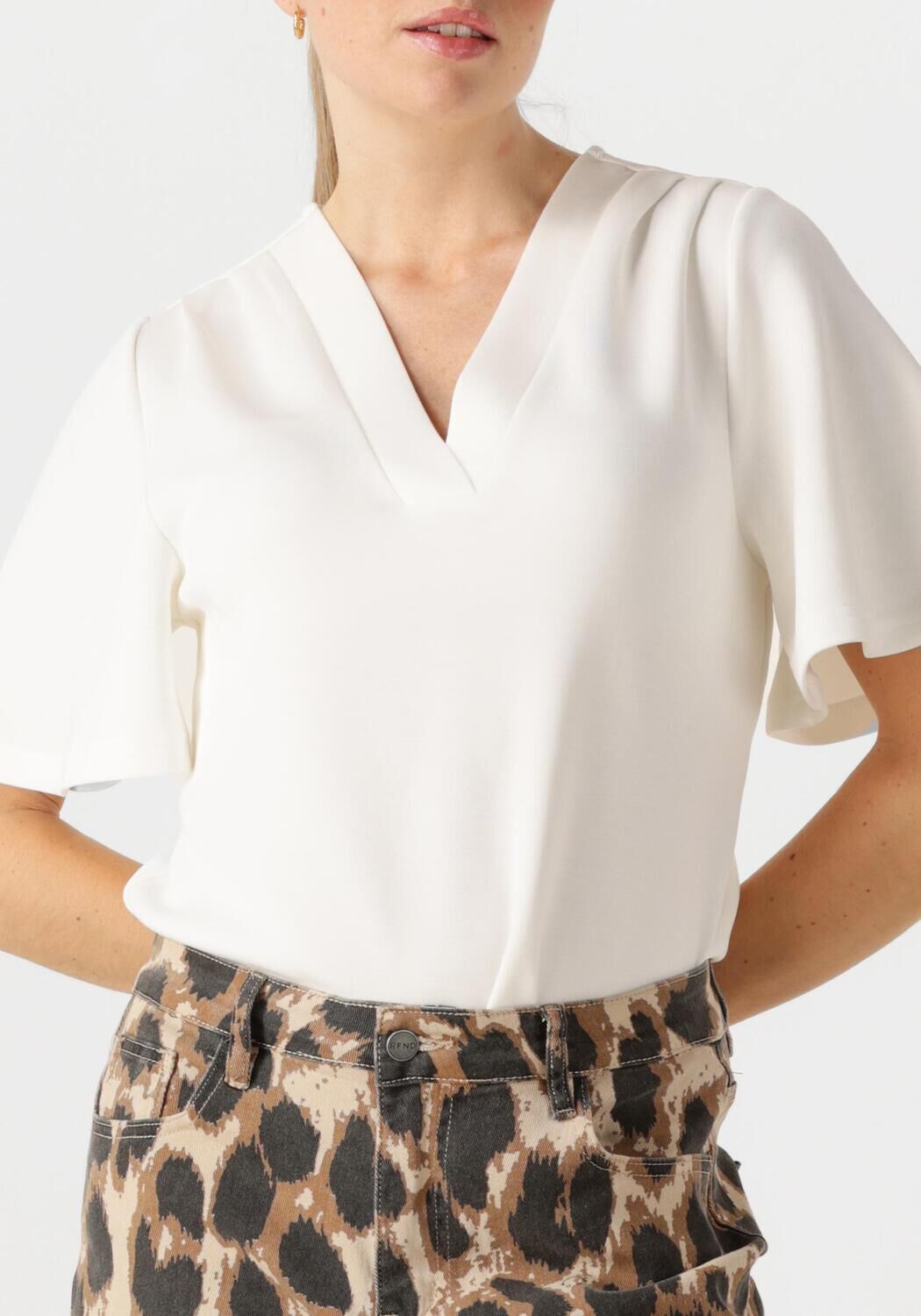 SELECTED FEMME Dames Tops & T-shirts Slftenny Ss V-neck Top Wit