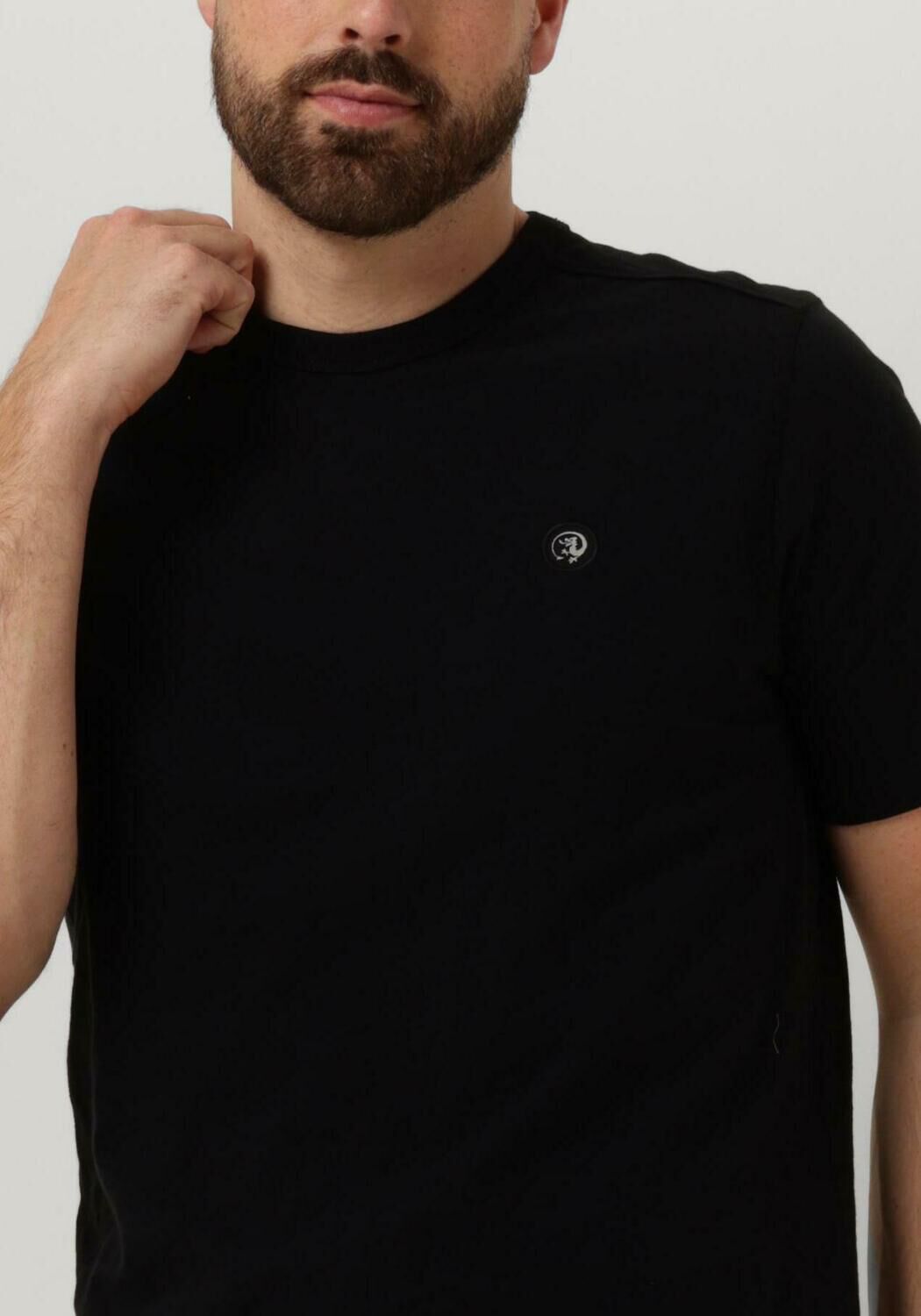 CAST IRON Heren Polo's & T-shirts Short Sleeve R-neck Organic Cotton Slub Essential Zwart