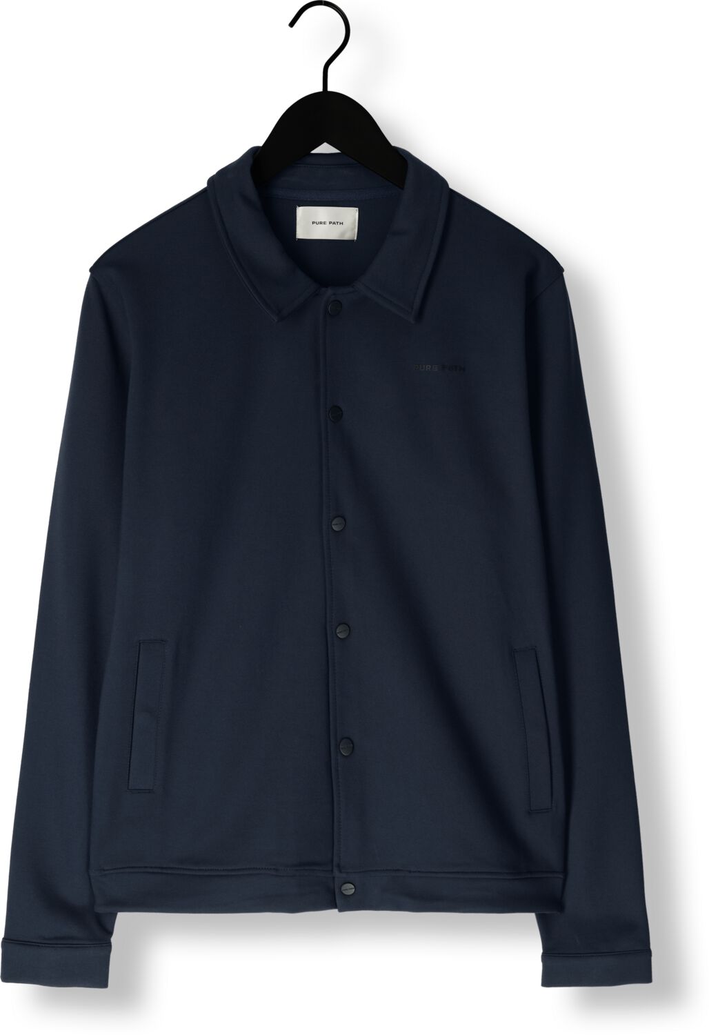 PURE PATH Heren Overshirts Punta Coack Shirt With Press Buttons And Front Print Donkerblauw