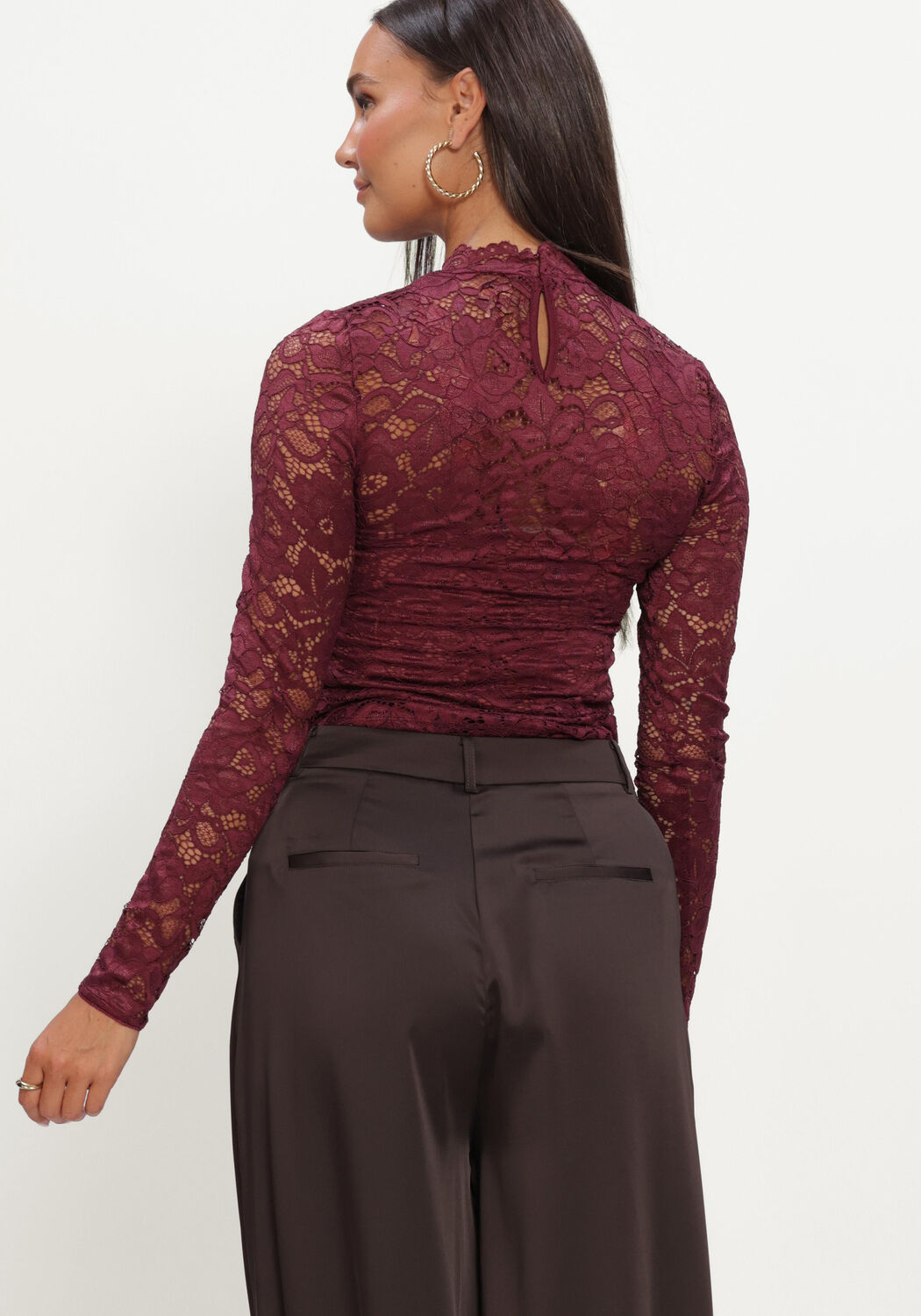 Bordeaux Y.A.S. Top YASLACEY LS LACE TOP - large