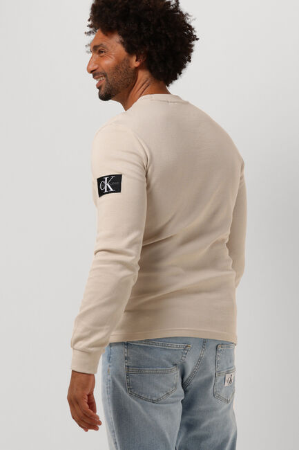 Beige CALVIN KLEIN Sweater MONOLOGO BADGE WAFFLE LS TEE - large