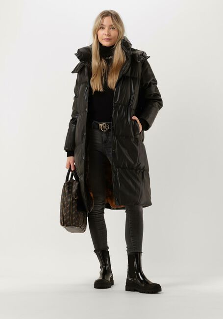 Zwarte GUESS Leren jas EMILIE LONG JACKET - large