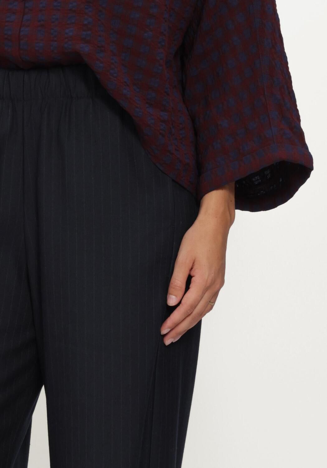 Donkerblauwe BY-BAR Wijde broek CELIN PINSTRIPE PANTS - large