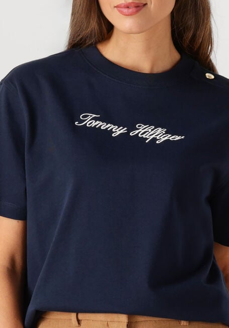 Donkerblauwe TOMMY HILFIGER T-shirt GOLD BTN SCRIPT MDRN SS TEE - large