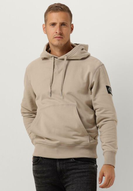 Beige CALVIN KLEIN Sweater BADGE HOODIE - large