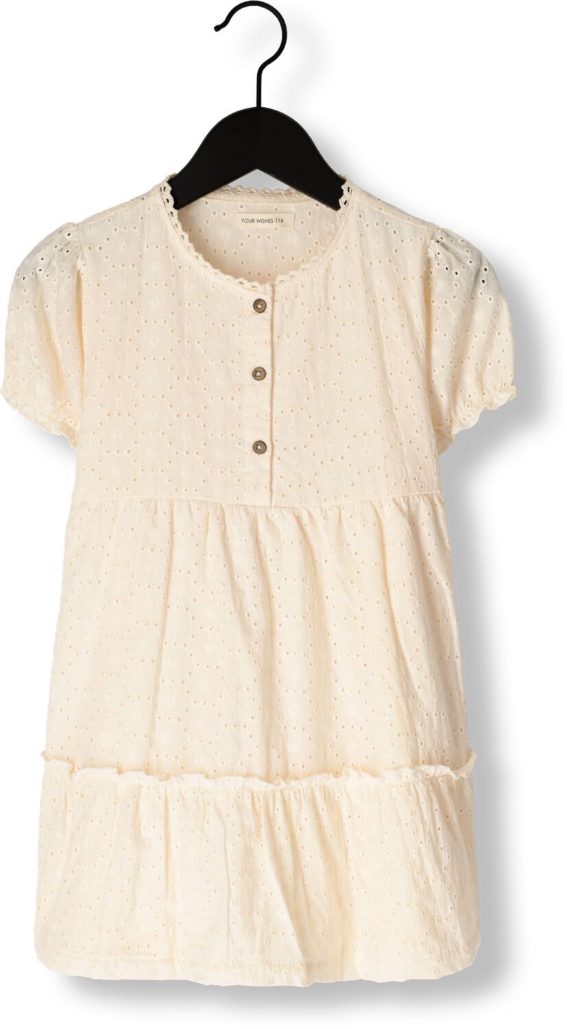 YOUR WISHES Meisjes Jurken Schiffly Puff Sleeve Dress Ecru