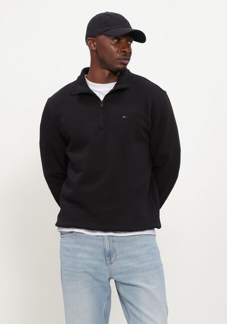 Zwarte TOMMY JEANS Sweater TJM REG FLEECE 1/4ZIP MOCK NECK - large