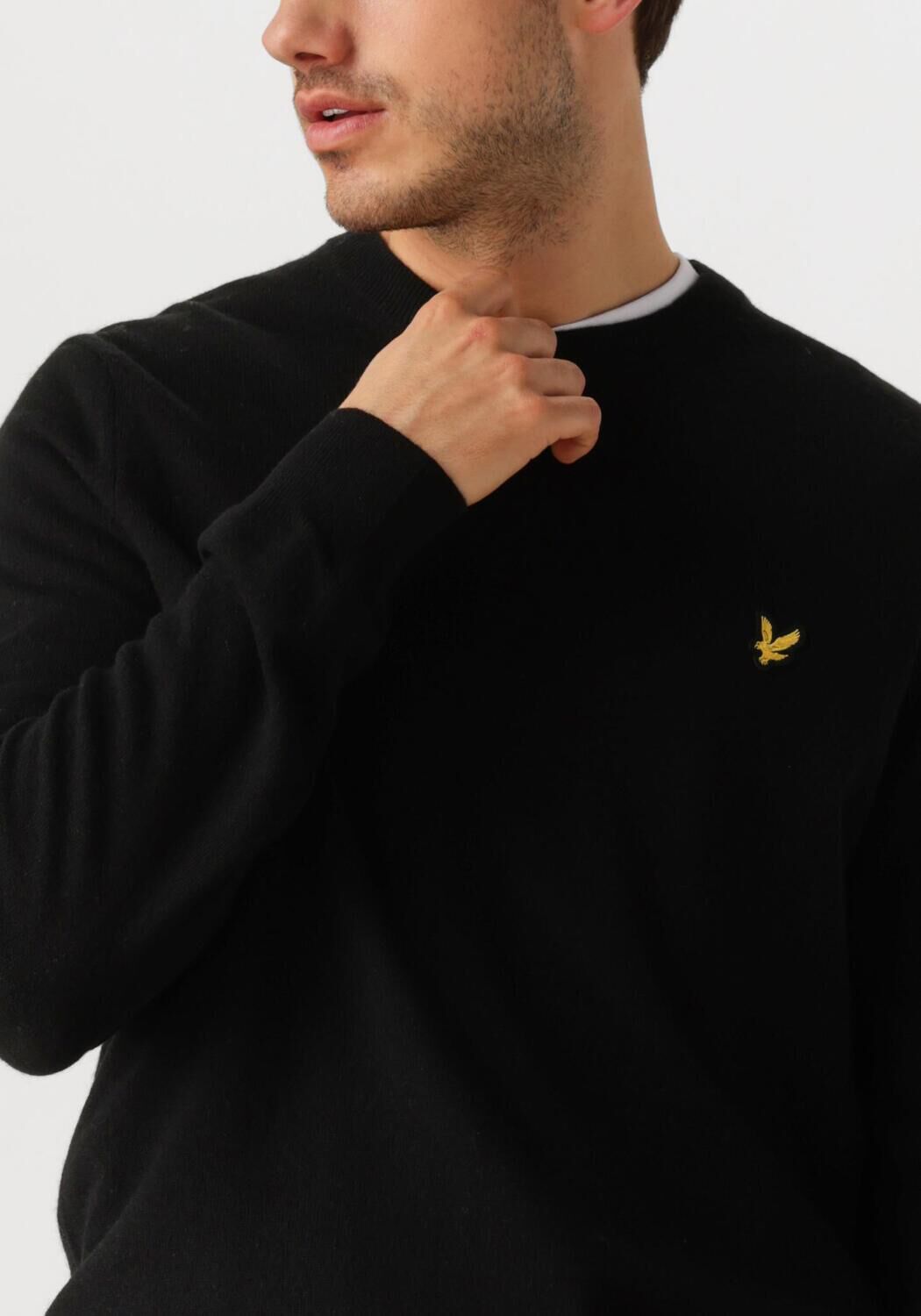 LYLE & SCOTT Heren Truien & Vesten Lambswool Blend Crew Neck Jumper Zwart