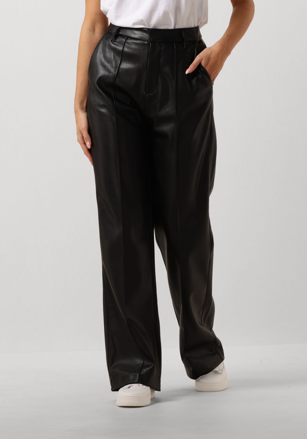 COLOURFUL REBEL Dames Broeken Rus Vegan Leather Pants Zwart