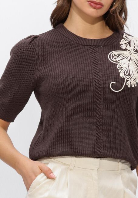 Bruine OBJECT Trui OBJSTAR S/S RE KNIT PULLOVER - large