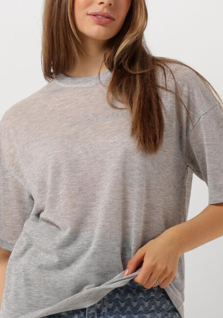 Zilveren ALIX THE LABEL Top LADIES KNITTED SHEER T-SHIRT - large