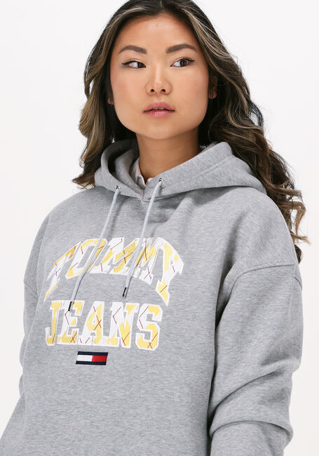 Lichtgrijze TOMMY JEANS Sweater TJW OVRSZD COLLEGE ARGYLE HOODIE - large